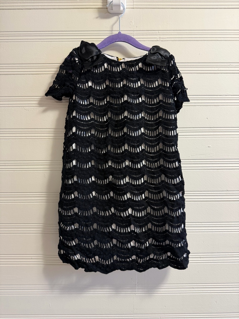Kate Spade Girls Black Lace Bow Shoulder Dress Size 5